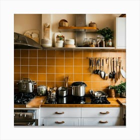 A Photo Of A Kitchen With A Variety Of Cooking Ute (1) Canvas Print