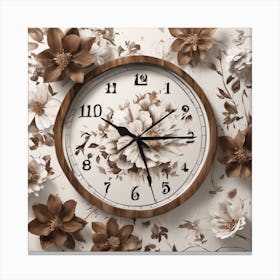 Clock With Flowers Canvas Print