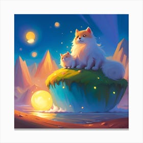 Cat On A Rock Canvas Print