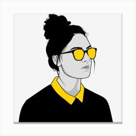 Woman In Yellow Sunglasses Canvas Print