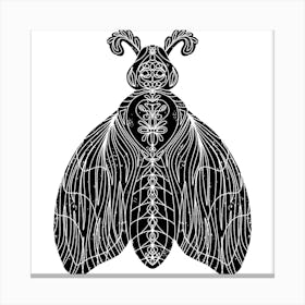 Moth linocut stylized 1 Canvas Print