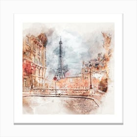 Paris Watercolor Painting.art. Canvas Print