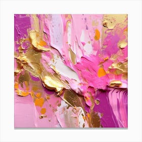 Pink And Gold Abstract Painting Canvas Print