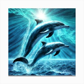 Dolphins In The Ocean Canvas Print