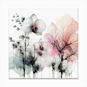Orchids And Trees Canvas Print