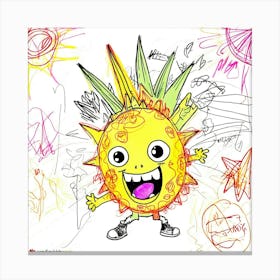 Pineapple Cartoon Canvas Print