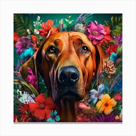 Flower Dog Ridgeback Canvas Print