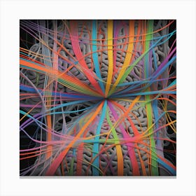 Brain With Colorful Strands Canvas Print