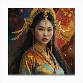 Chinese Empress The Magic of Watercolor: A Deep Dive into Undine, the Stunningly Beautiful Asian Goddess 3 Canvas Print