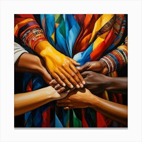 Abstract Painting Capturing The Essence Of Human Rights And Cultural Heritage Showcases Hands Of Di (1) Canvas Print