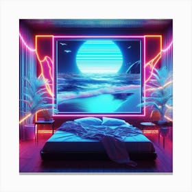 Neon Bedroom 3 Canvas Print