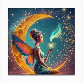 Fairy On The Moon Canvas Print