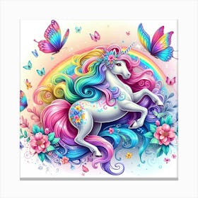 Unicorn With Butterflies Canvas Print