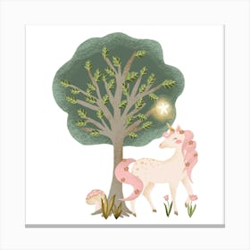 Soft pink unicorn baby girl nursery art print Canvas Print