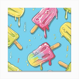 Seamless Pattern With Popsicles Canvas Print