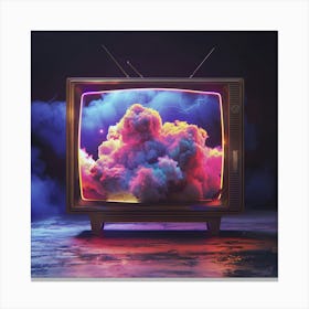 Old Tv With Clouds 2 Canvas Print