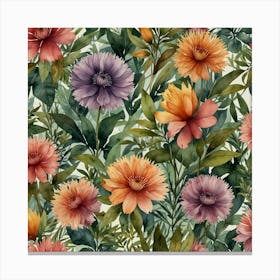 Watercolor Floral Pattern 3 Canvas Print