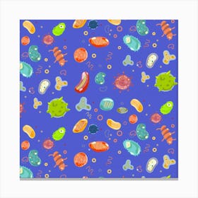 Bacteria On Blue Background Canvas Print