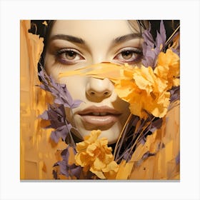 Abstract Of A Woman With Flowers Canvas Print