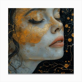 Woman With Gold Paint On Her Face Canvas Print