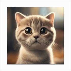 A Cute Scottish Fold Kitty, Pixar Style, Watercolor Illustration Style 8k, Png (7) Canvas Print