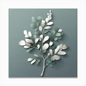 Silver eucalyptus branch, Vector art 4 Canvas Print