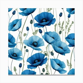 Default Blue Abstract Poppies 1 Art 1 Canvas Print