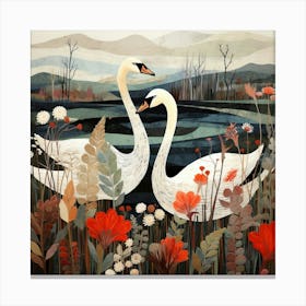 Bird In Nature Swan 3 Canvas Print