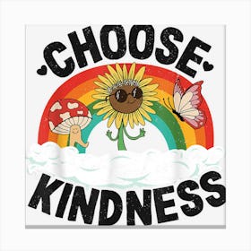 Positive Sunflower Rainbow Peace Butterfly Choose Kindness Canvas Print