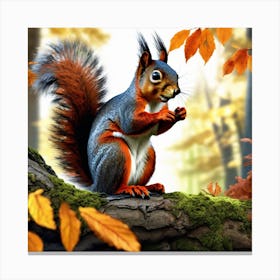 Squirrel In Autumn 9 Canvas Print