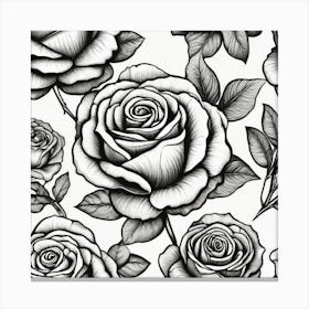 Black And White Roses 8 Canvas Print