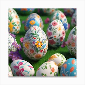 Daisy Patterned Easter Eggs Canvas Print