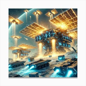 A Futuristic Sci Fi Depiction Of Sunfire Carriers Canvas Print