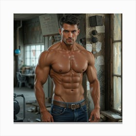 sexy hot man, no shirt Canvas Print