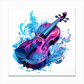 Violin With Water Splashes Canvas Print