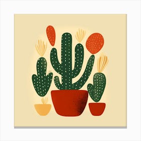 Rizwanakhan Simple Abstract Cactus Non Uniform Shapes Petrol 68 Canvas Print