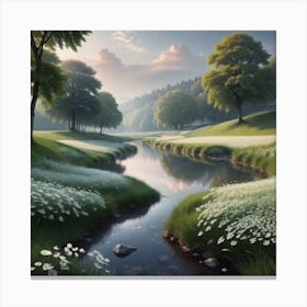 River In The Meadow Canvas Print
