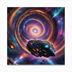 Alien Spaceship In A Wormhole Canvas Print