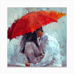 Kissing Under An Umbrella Canvas Print