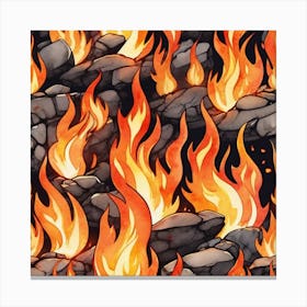 Flames On Rocks 1 Canvas Print