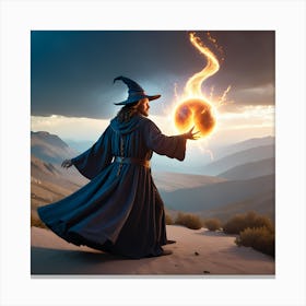 Wizard With A Ball Of Fire Canvas Print