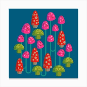 FOREST BIOME MUSHROOMS Playful Psychadelic Bright Spotted Woodland Forest Toadstools Canvas Print