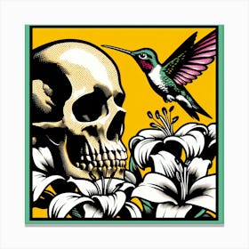 Skull And Hummingbird Canvas Print