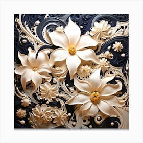 Flowers On A Black Background Canvas Print