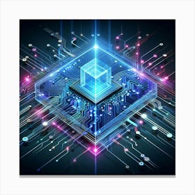 3d Rendering Of A Computer Circuit Board Canvas Print