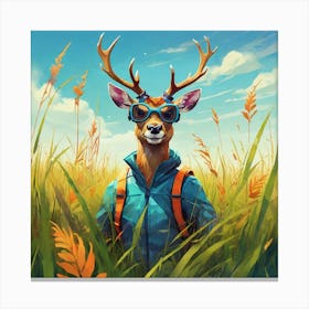 Deer In The Grass 2 Canvas Print