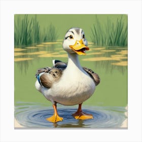 Duck In Water 6 Canvas Print