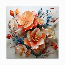 Flowers On A White Surface Canvas Print