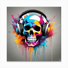Skull With Headphones 5 Canvas Print