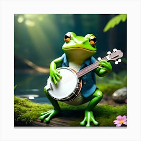 Frog Playing Banjo Canvas Print